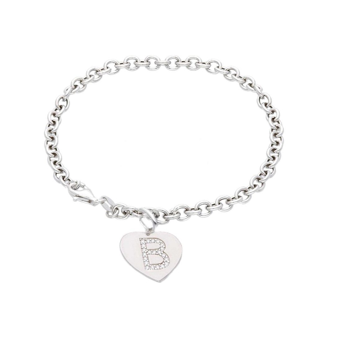 Bracciale in argento 925/ooo e zirconia cubica con iniziale