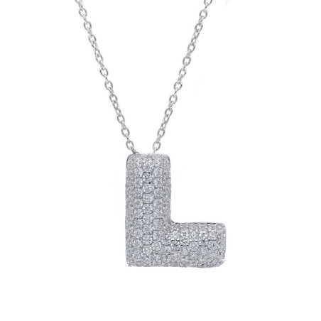 Girocollo in argento 925/°°° e zirconia cubica con iniziale