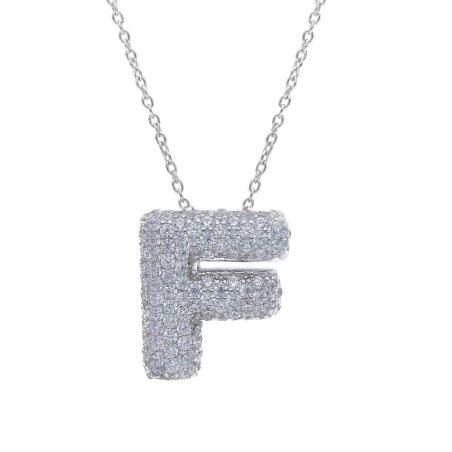 Girocollo in argento 925/°°° e zirconia cubica con iniziale