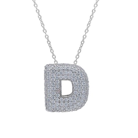 Girocollo in argento 925/°°° e zirconia cubica con iniziale