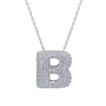 Girocollo in argento 925/°°° e zirconia cubica con iniziale