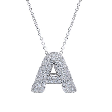 Girocollo in argento 925/°°° e zirconia cubica con iniziale
