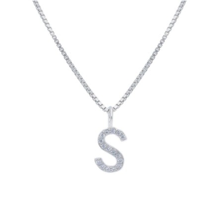 Girocollo in argento 925/°°° e zirconia cubica con iniziale