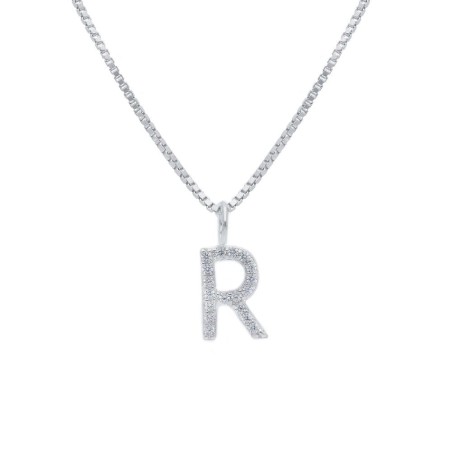 Girocollo in argento 925/°°° e zirconia cubica con iniziale