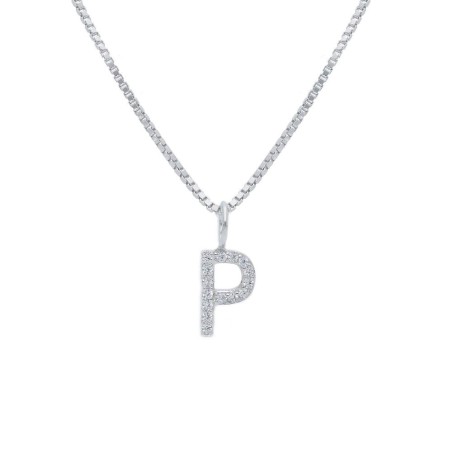 Girocollo in argento 925/°°° e zirconia cubica con iniziale