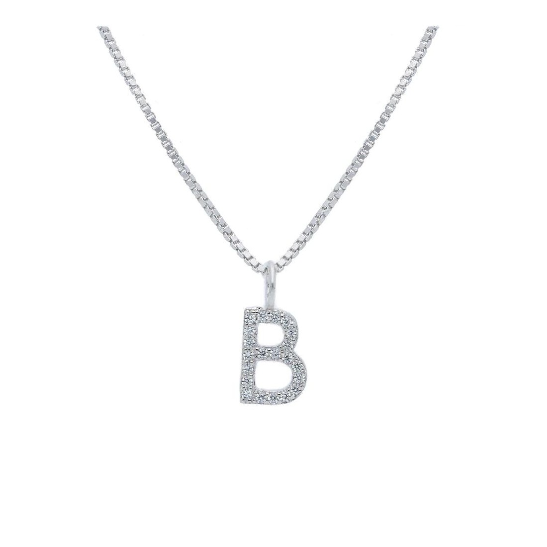 Girocollo in argento 925/°°° e zirconia cubica con iniziale