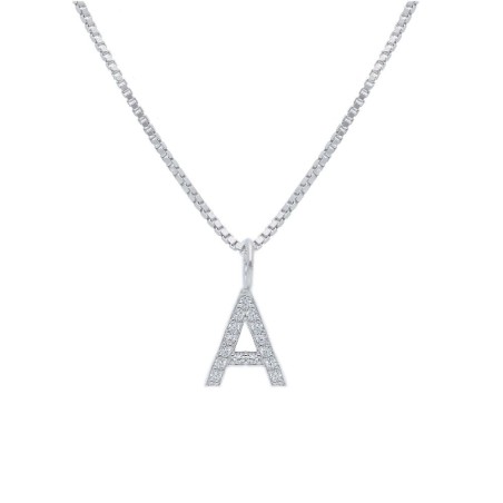 Girocollo in argento 925/°°° e zirconia cubica con iniziale