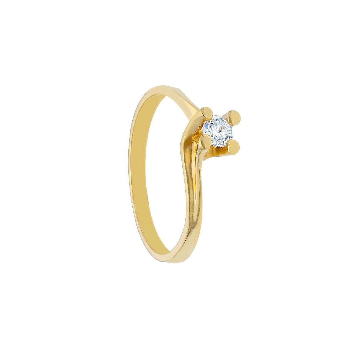 Anello solitario in oro giallo 750/ooo e diamante