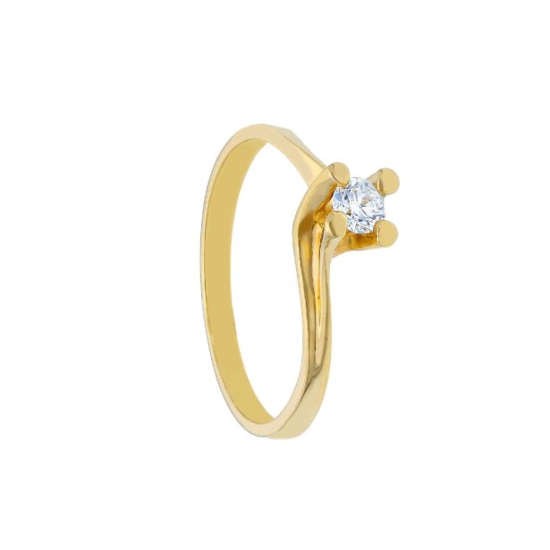 Anello solitario in oro giallo 750/ooo e diamante