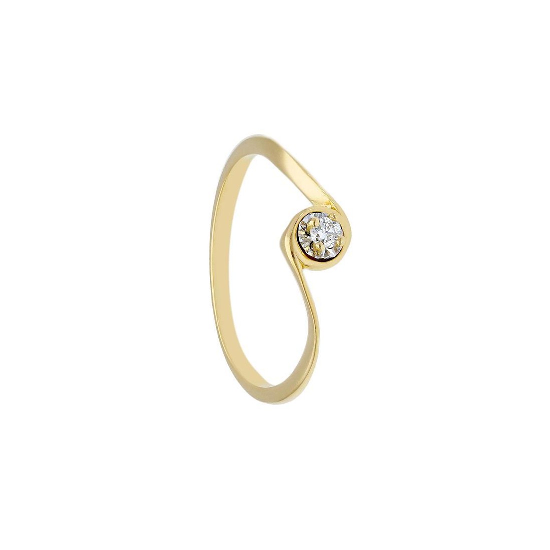 Anello solitario in oro giallo 750/ooo e diamante