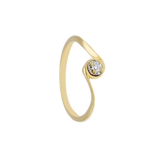 Anello solitario in oro giallo 750/ooo e diamante