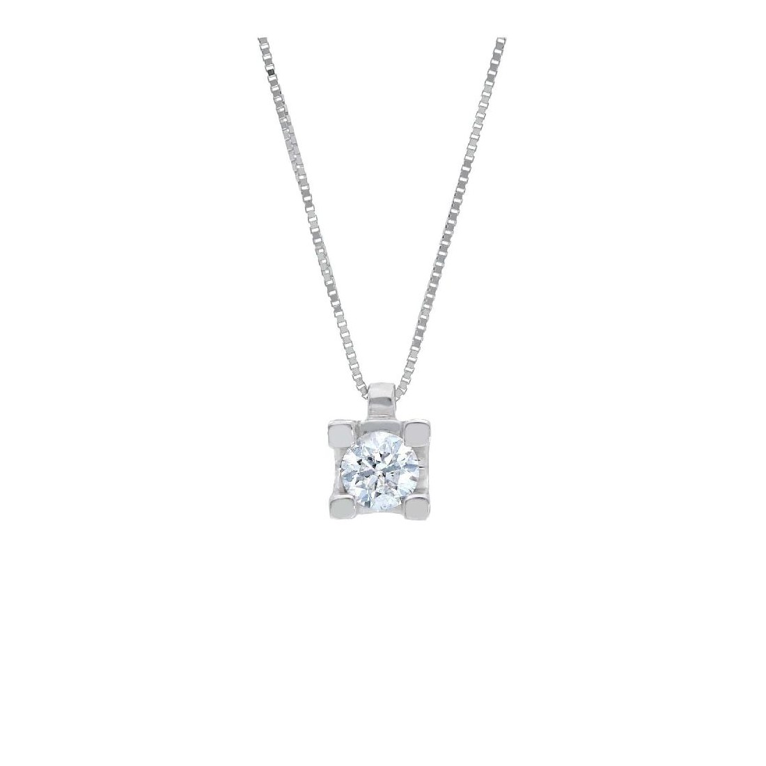 Girocollo punto luce in oro bianco 750/ooo e diamante