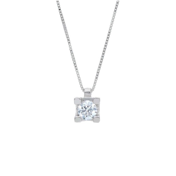 Girocollo punto luce in oro bianco 750/ooo e diamante