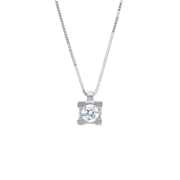 Girocollo punto luce in oro bianco 750/ooo e diamante