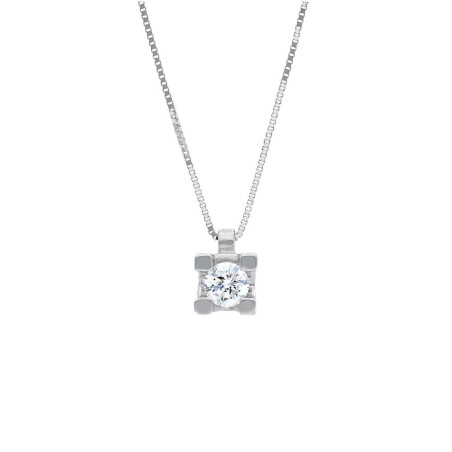 Girocollo punto luce in oro bianco 750/ooo e diamante