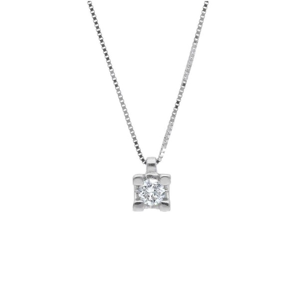 Girocollo punto luce in oro bianco 750/ooo e diamante