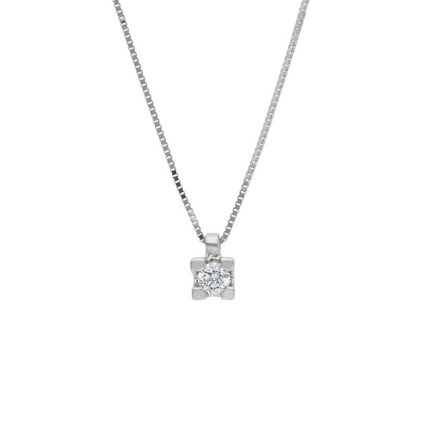 Girocollo punto luce in oro bianco 750/ooo e diamante