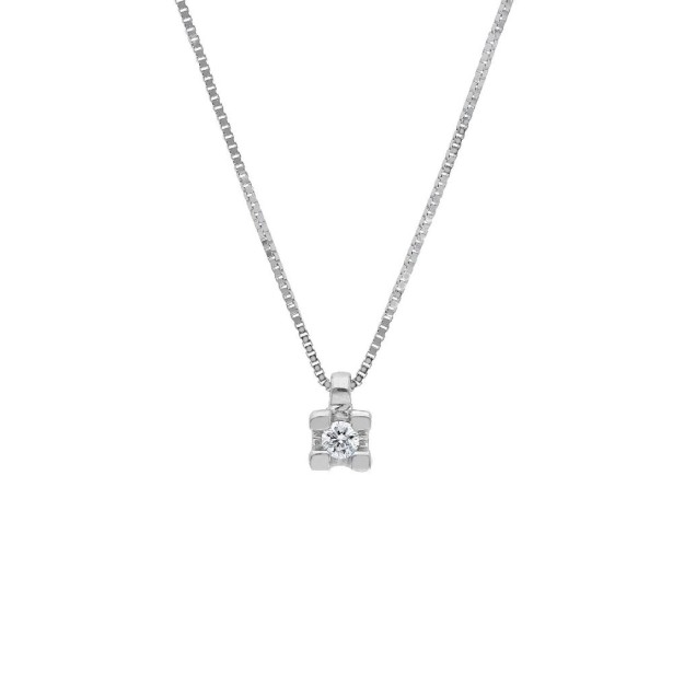 Girocollo punto luce in oro bianco 750/ooo e diamante