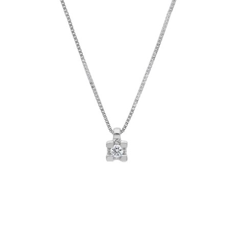 Girocollo punto luce in oro bianco 750/ooo e diamante