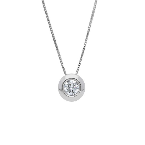 Girocollo punto luce in oro bianco 750/ooo e diamante