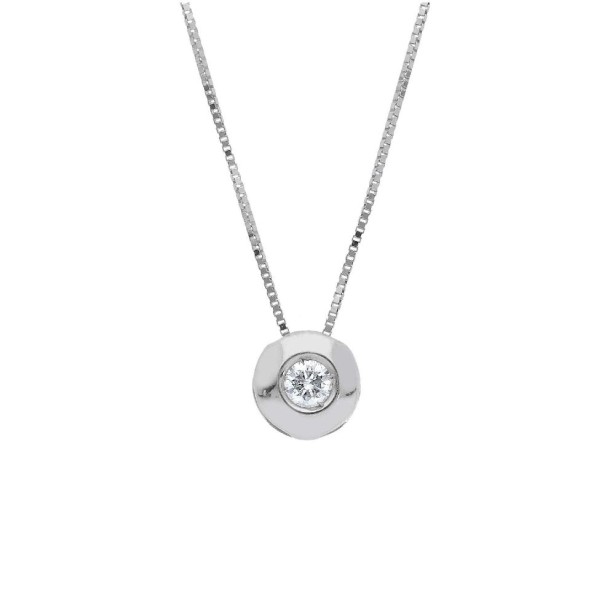 Girocollo punto luce in oro bianco 750/ooo e diamante