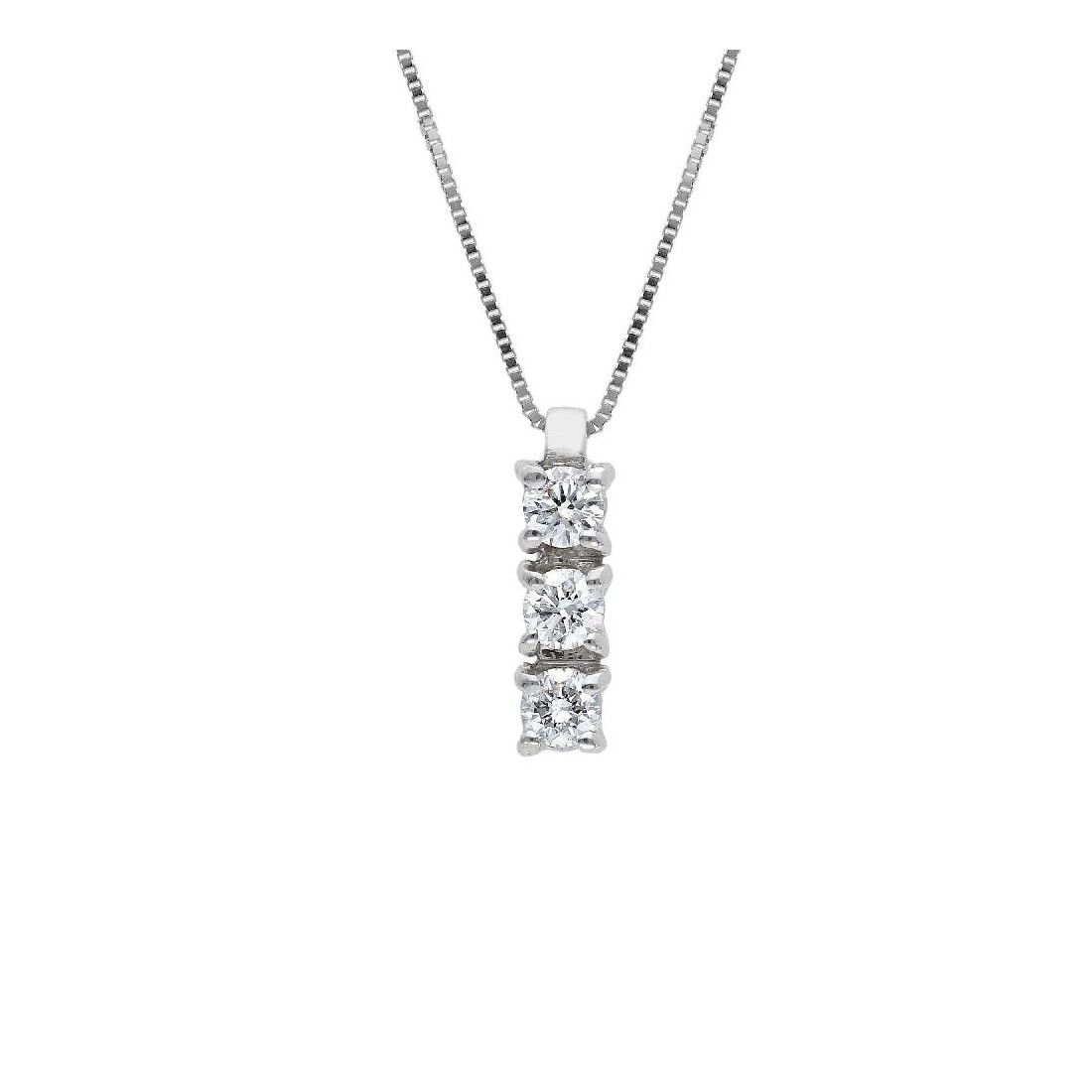 Girocollo trilogy in oro bianco 750/ooo e diamante