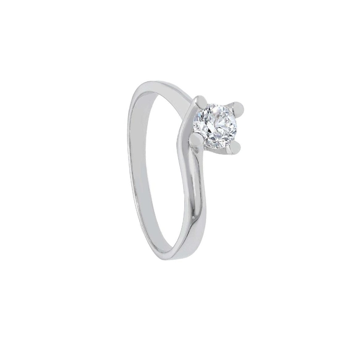 Anello solitario in oro bianco 750/ooo e diamante