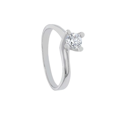 Anello solitario in oro bianco 750/ooo e diamante