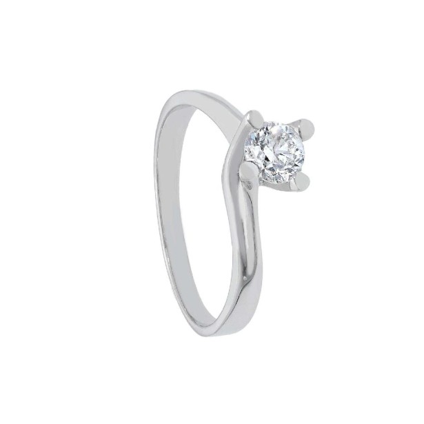Anello solitario in oro bianco 750/ooo e diamante