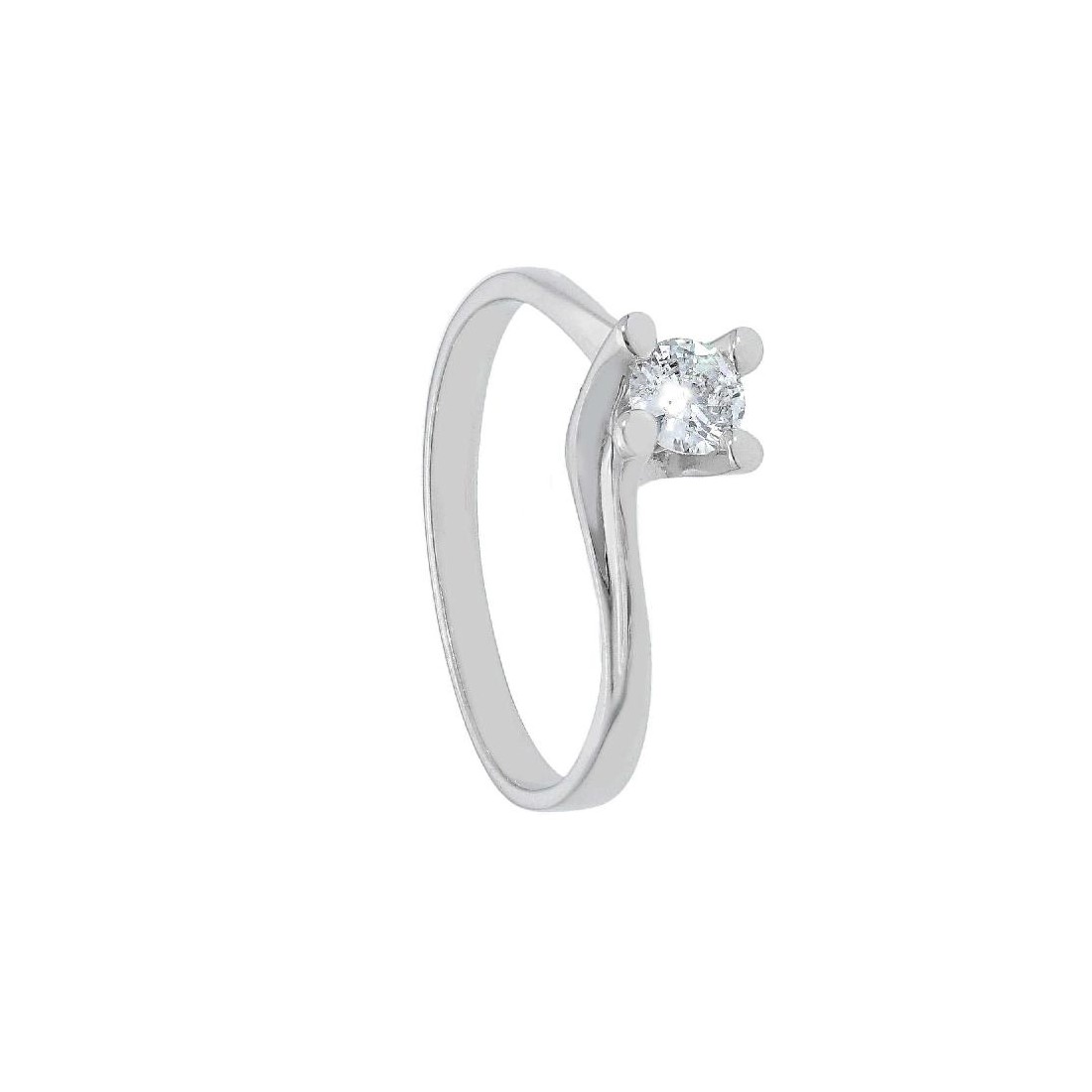 Anello solitario in oro bianco 750/ooo e diamante