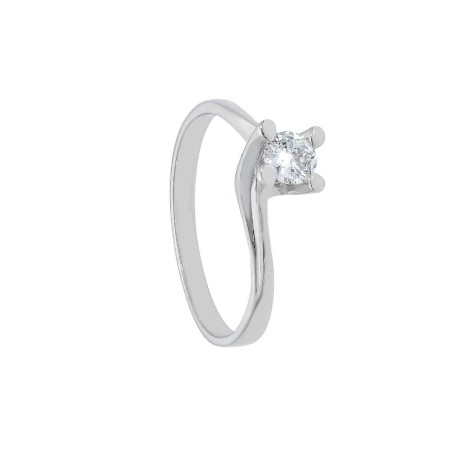 Anello solitario in oro bianco 750/ooo e diamante