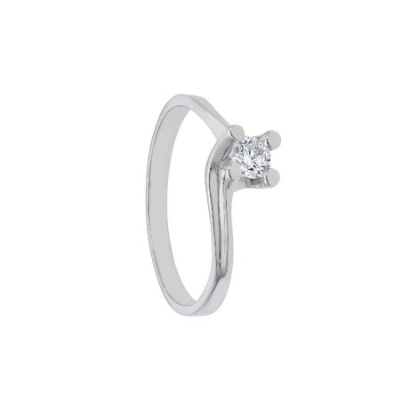 Anello solitario in oro bianco 750/ooo e diamante