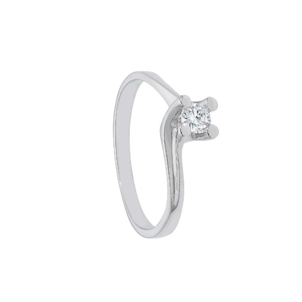 Anello solitario in oro bianco 750/ooo e diamante