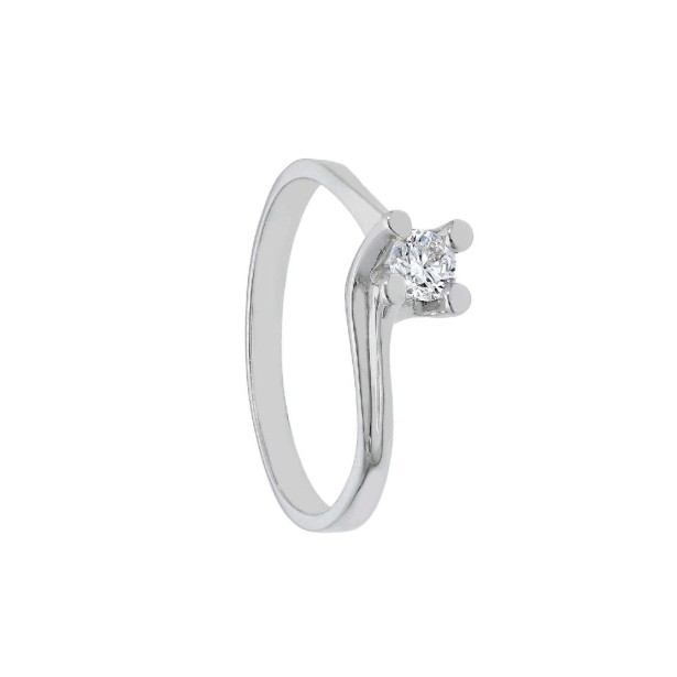 Anello solitario in oro bianco 750/ooo e diamante