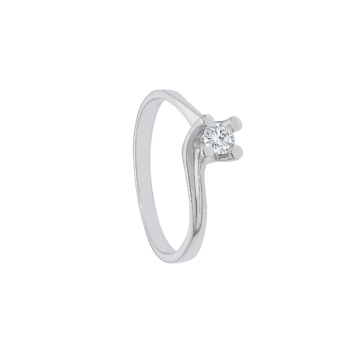 Anello solitario in oro bianco 750/ooo e diamante