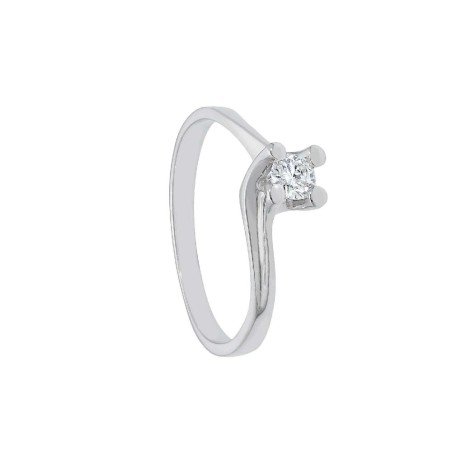 Anello solitario in oro bianco 750/ooo e diamante
