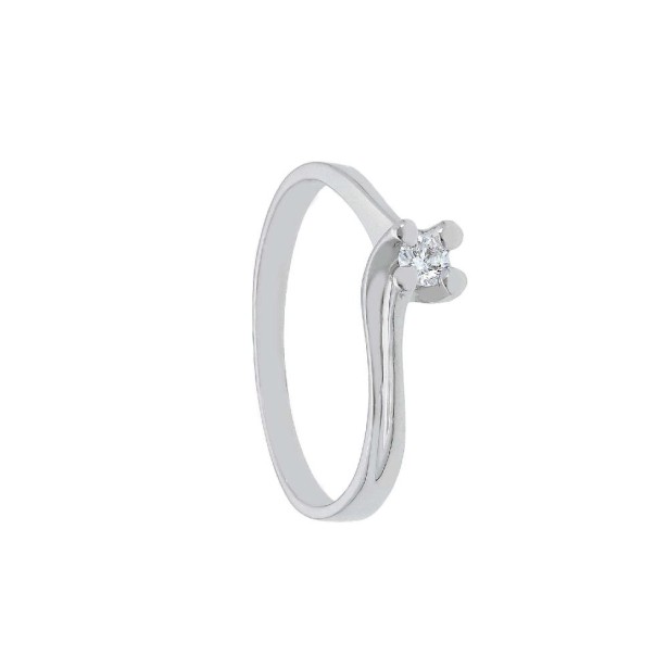 Anello solitario in oro bianco 750/ooo e diamante