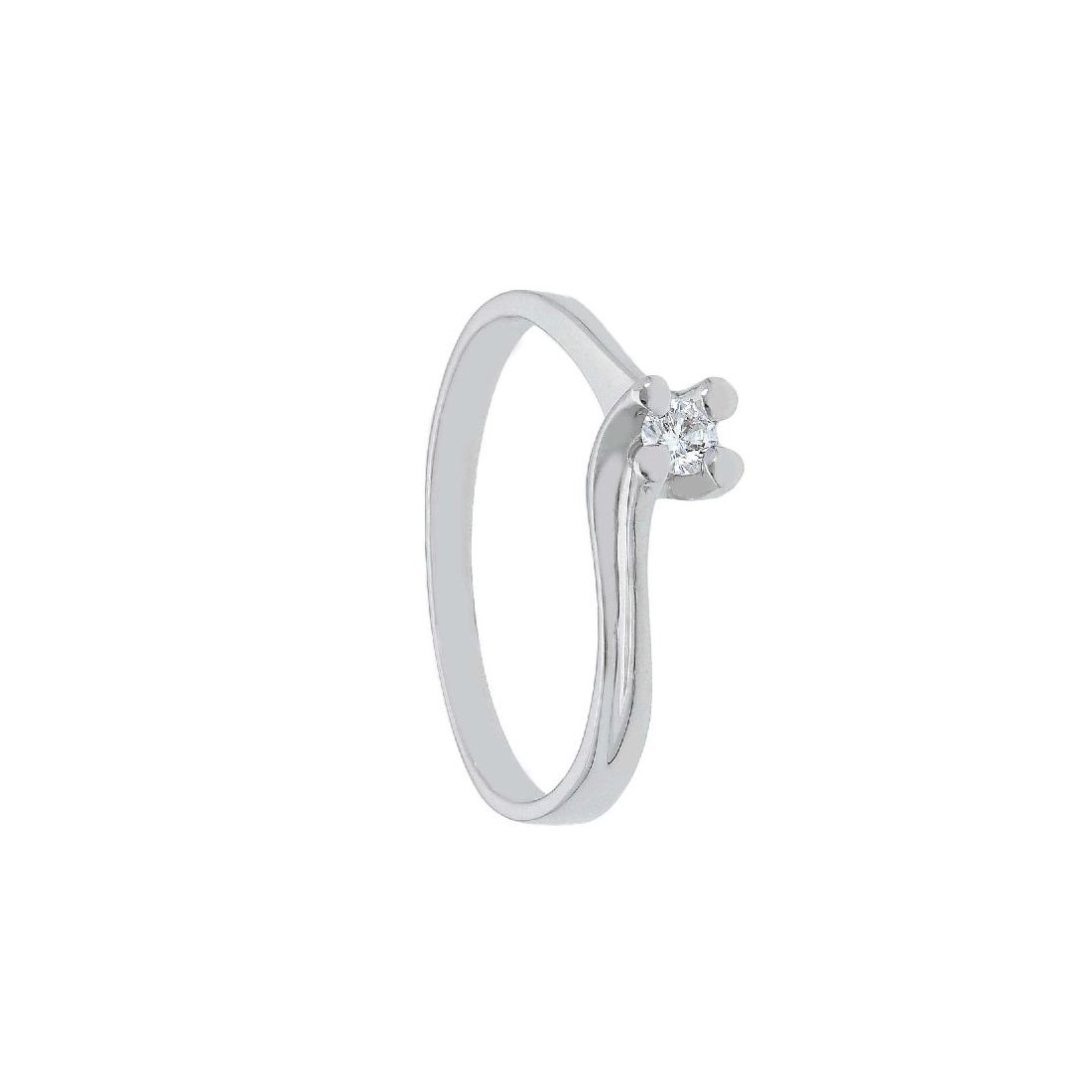 Anello solitario in oro bianco 750/ooo e diamante