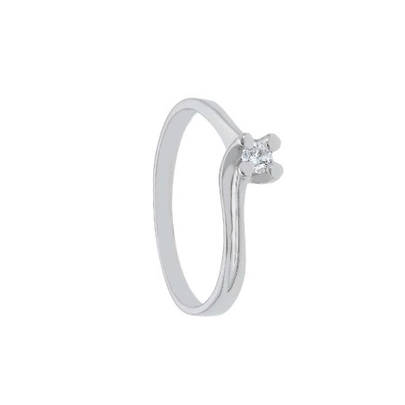 Anello solitario in oro bianco 750/ooo e diamante