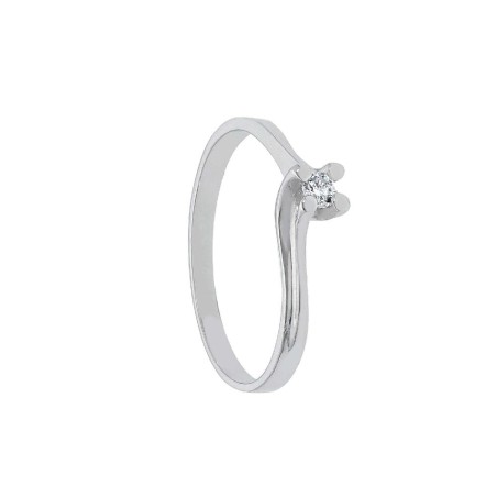 Anello solitario in oro bianco 750/ooo e diamante