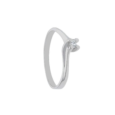 Anello solitario in oro bianco 750/ooo e diamante