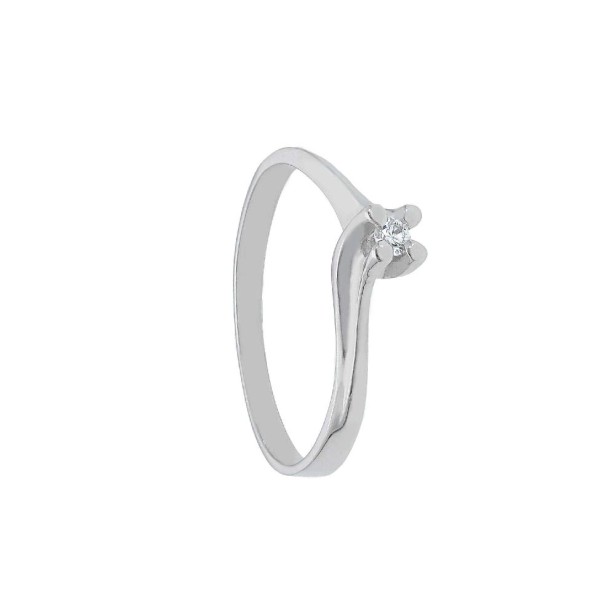 Anello solitario in oro bianco 750/ooo e diamante