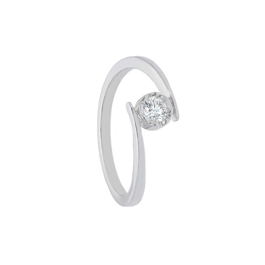 Anello solitario in oro bianco 750/ooo e diamante
