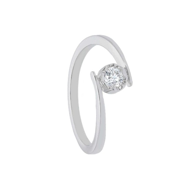 Anello solitario in oro bianco 750/ooo e diamante