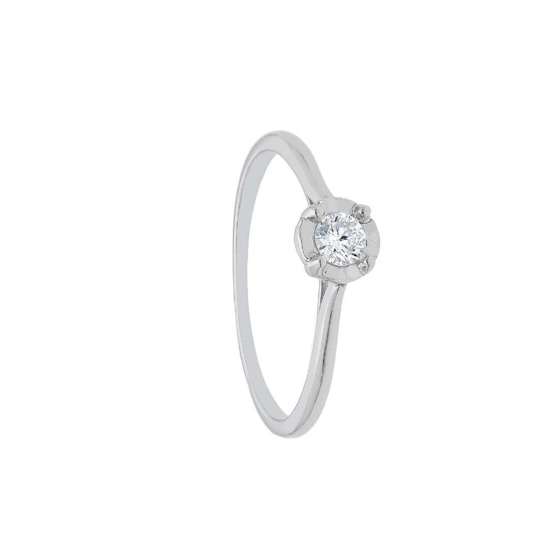 Anello solitario in oro bianco 750/ooo e diamante