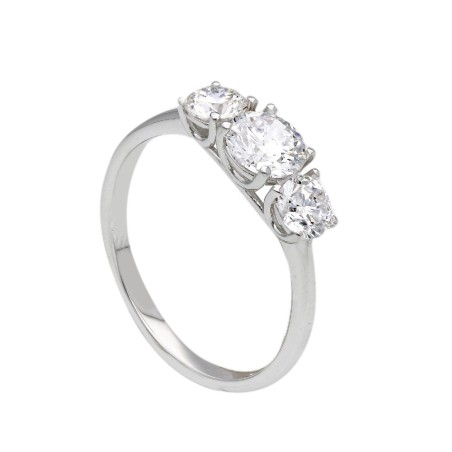 Anello trilogy in oro bianco 375/°°° con diamante lab-grown
