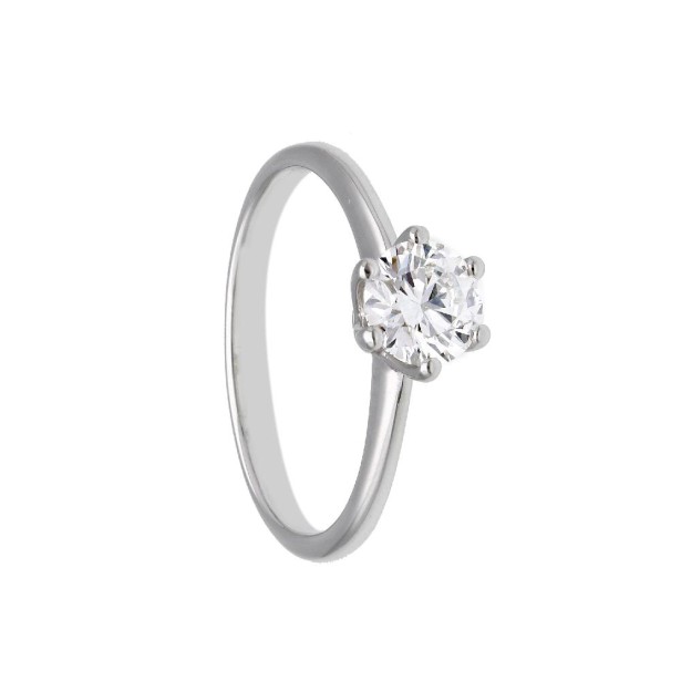 Anello solitario in oro bianco 375/°°° con diamante lab-grown