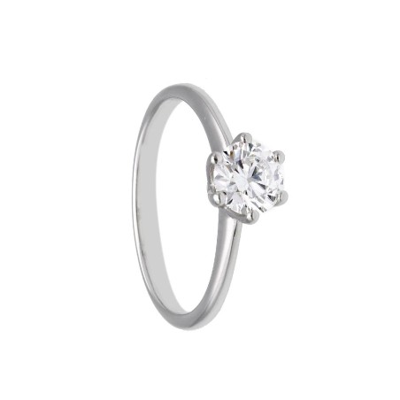 Anello solitario in oro bianco 375/°°° con diamante lab-grown