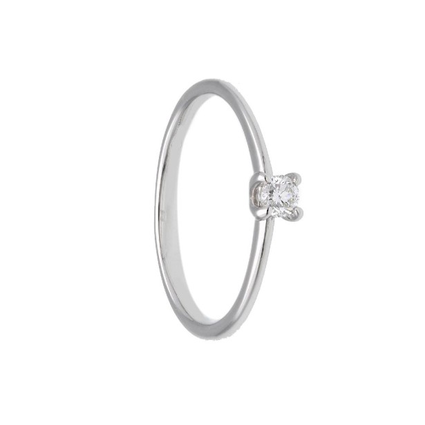 Anello solitario in oro bianco 375/°°° con diamante lab-grown