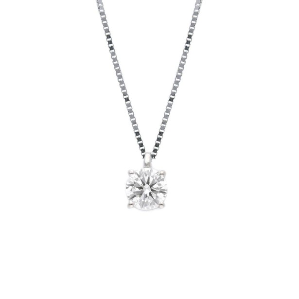 Girocollo punto luce in oro bianco 375/°°° con diamante lab-grown